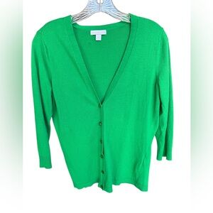 New York & Company Kelly Green 3/4 Sleeve Cardigan